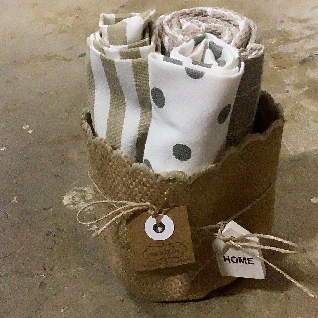 POLKA DOT JUTE TOWEL BUCKET