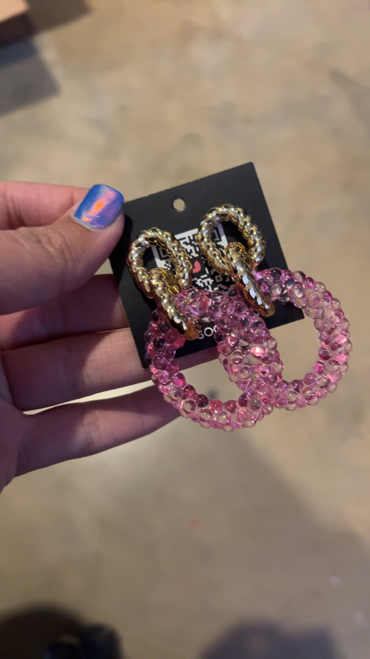 Gold and Pink Chain Earrings