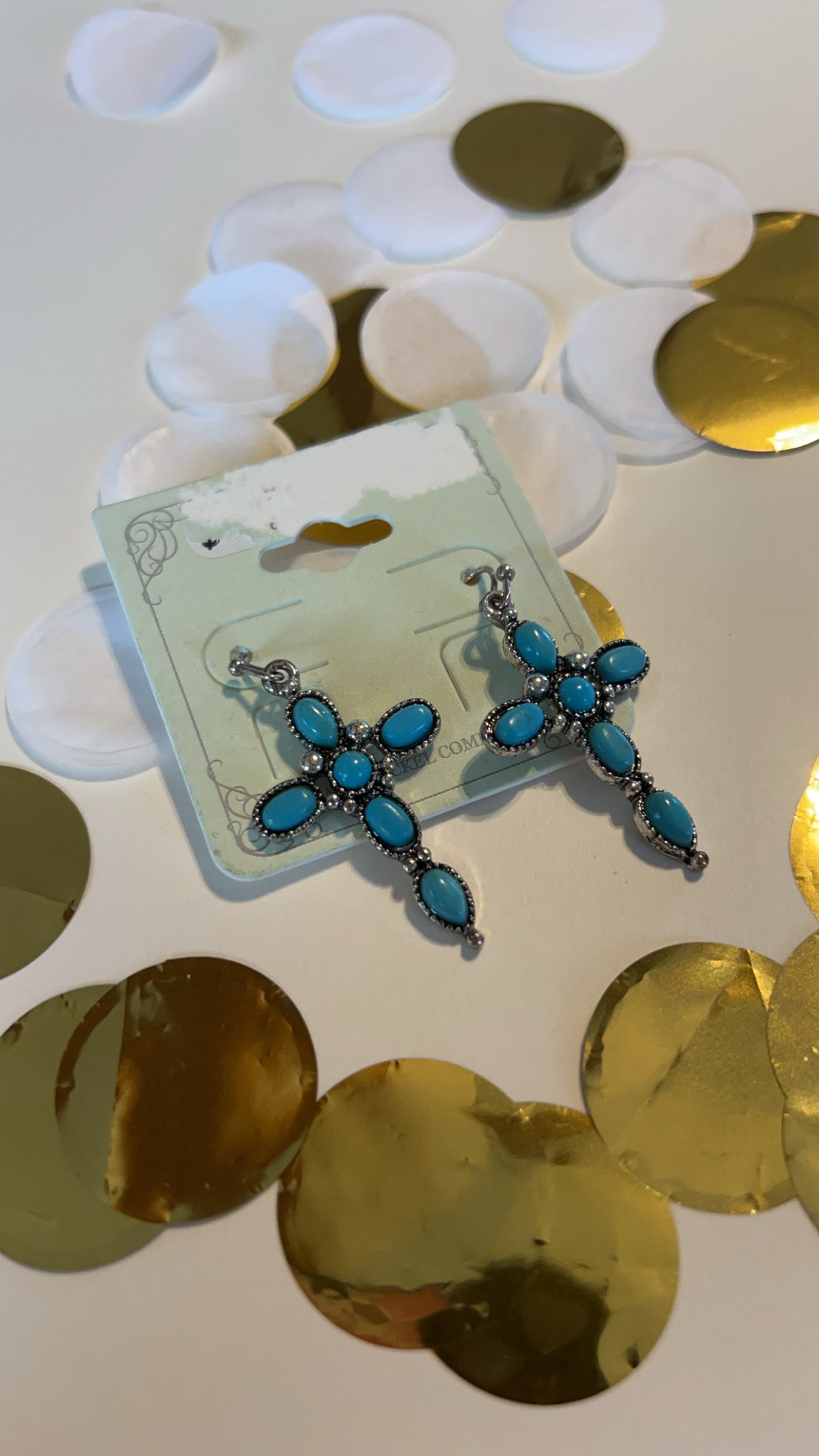 Turquoise Cross Earrings