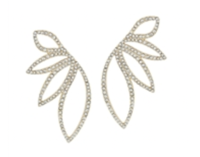 Rhinestone Metal Flower Shaped Post 2" Earring