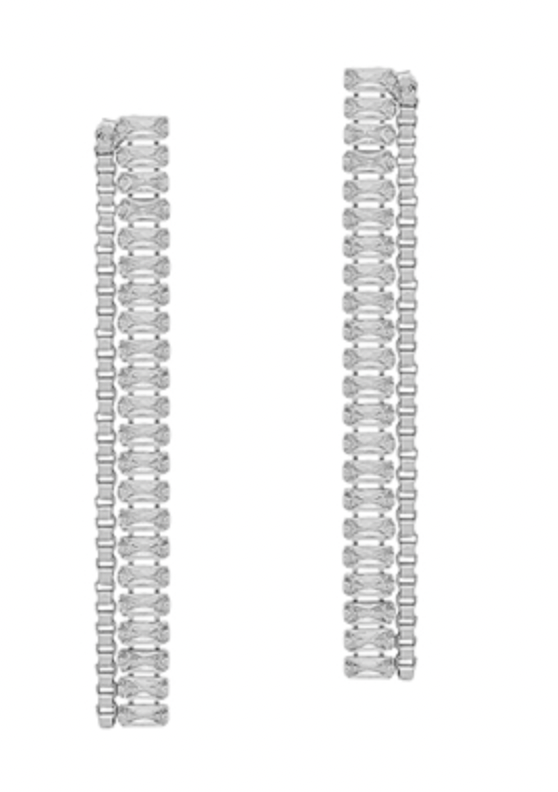 Textured Chain with Rhinestone 2" Earrings