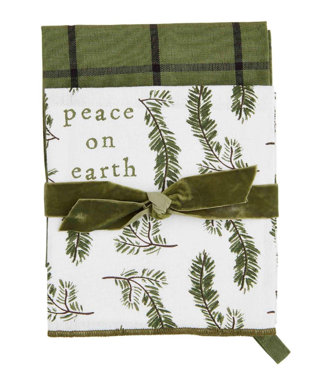 PEACE WHITE XMAS TOWEL SET