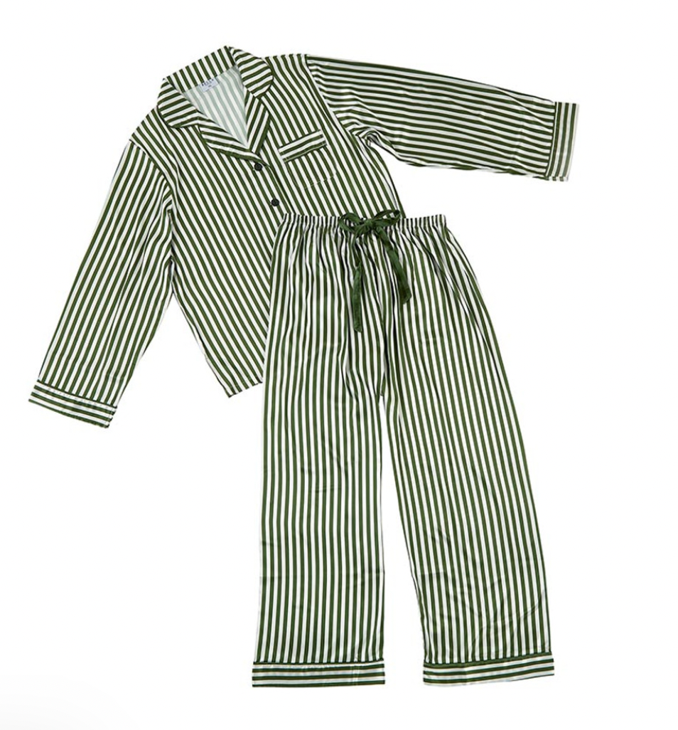 Long Sleeve PJ Set - Green Stripe
