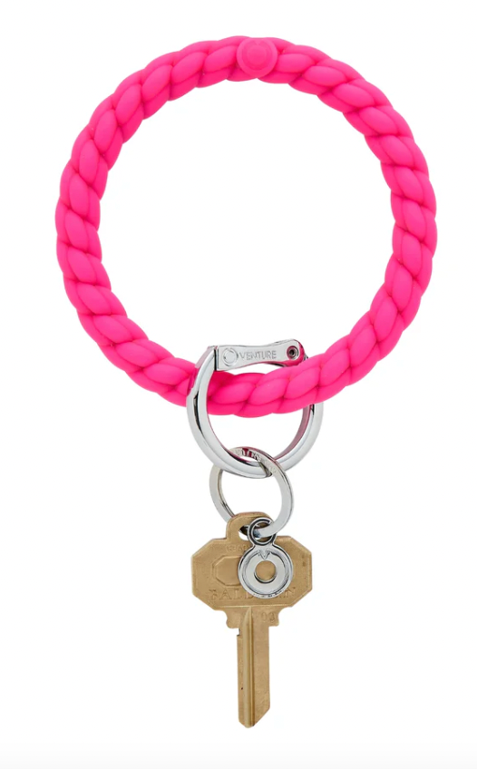 Silicone Big O® Key Ring - Tickled Pink Braided