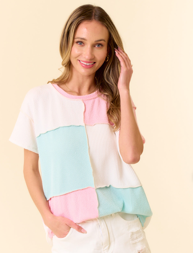 Check mate color block rib shirt