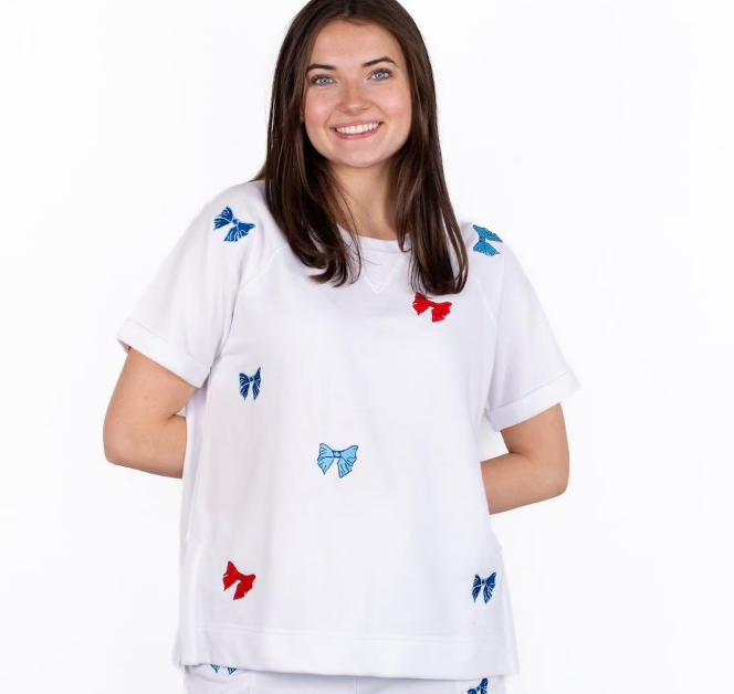 Patriotic Bows Short Sleeve Top