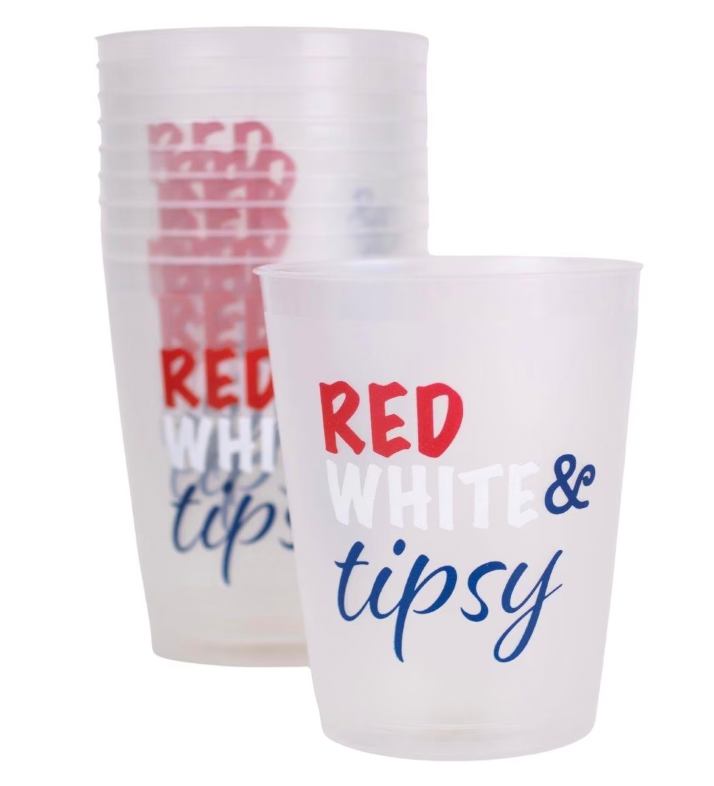 Red White & Tipsy Party Cups (set of 10)