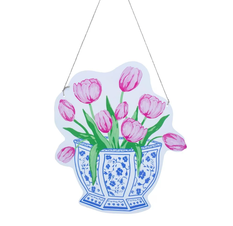 Chinoiserie Tulip Door Hanger