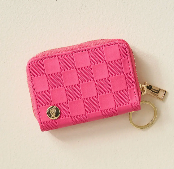 Zip Around Wallet-Hot Pink Check