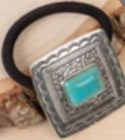 Squash Blossom Hair Tie - Turquoise