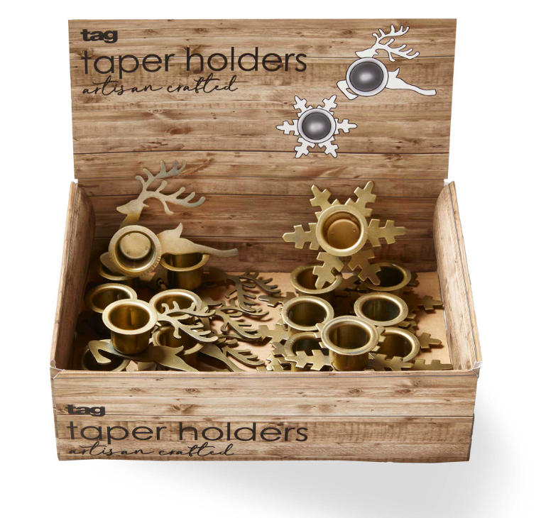 Snowflake Reindeer Taper Holder Assortment
