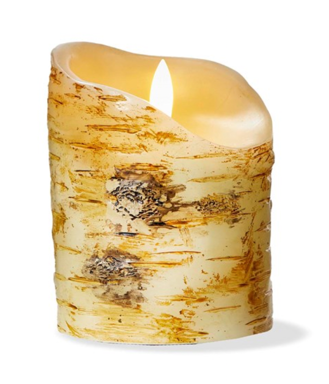 BIRCH LED PILLAR CANDLE 3X4