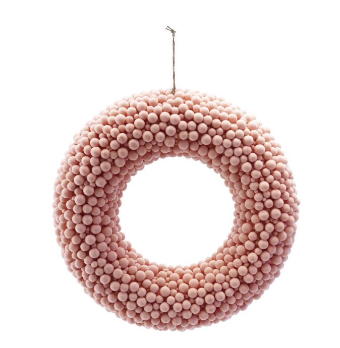 13" Round Flocked Foam Ball Wreath, Pink