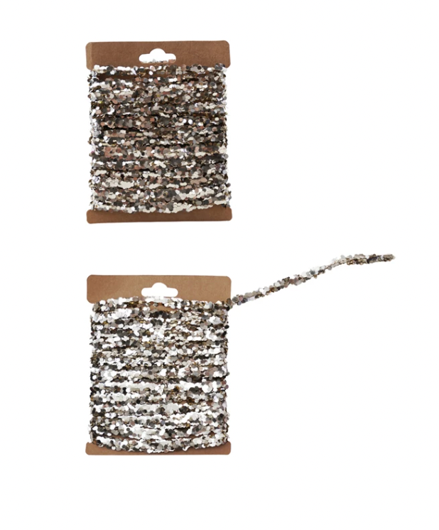 120"L String Glitter Garland on Kraft Card, Champagne Finish