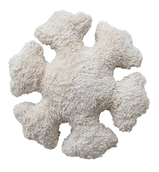 15" Round x 4"H Cotton Tufted Snowflake Shaped Pillow, Natural