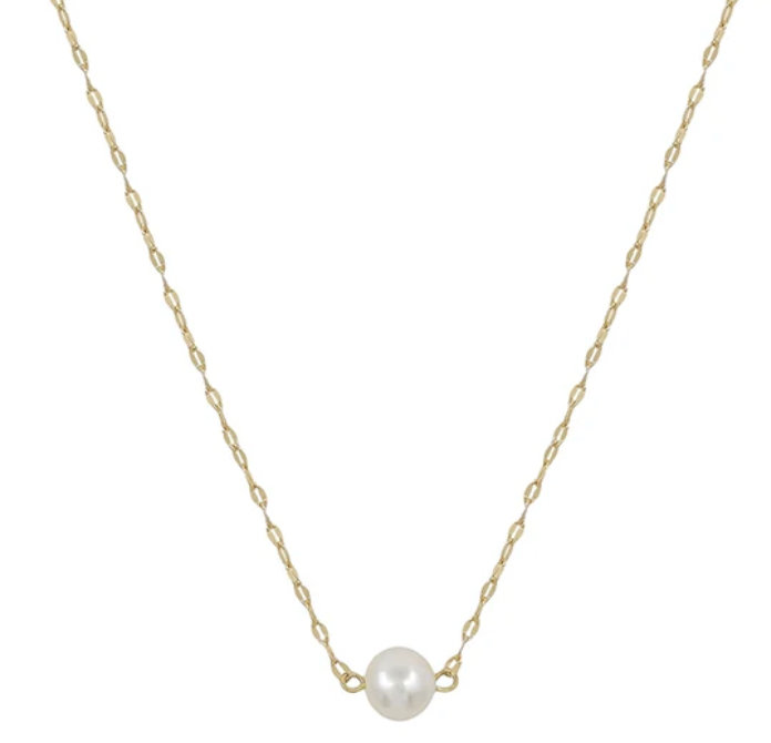 Gold Chain with Freshwater Pearl 16"-18" Necklace
