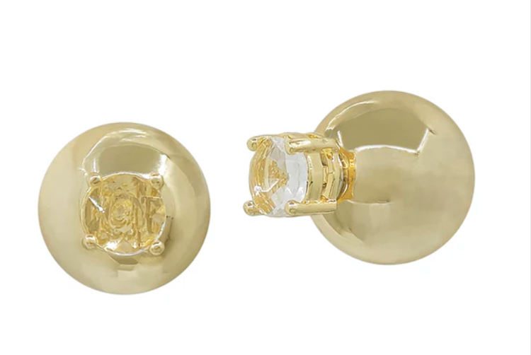 Crystal and Ball Front/Back Stud Earrings