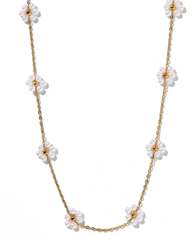Necklace - Gracie Flower Pearl
