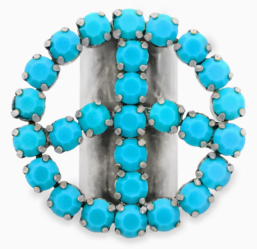 Peace or Bust Ring in Antique Silver Turquoise