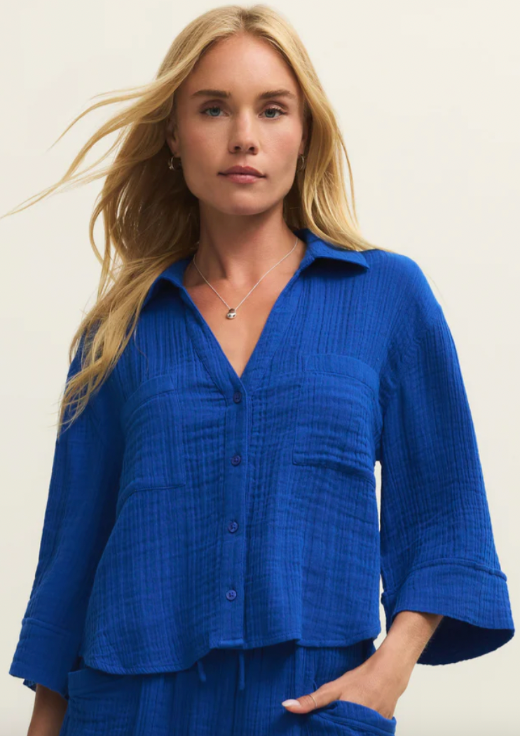 Helena Airy Gauze Button Up