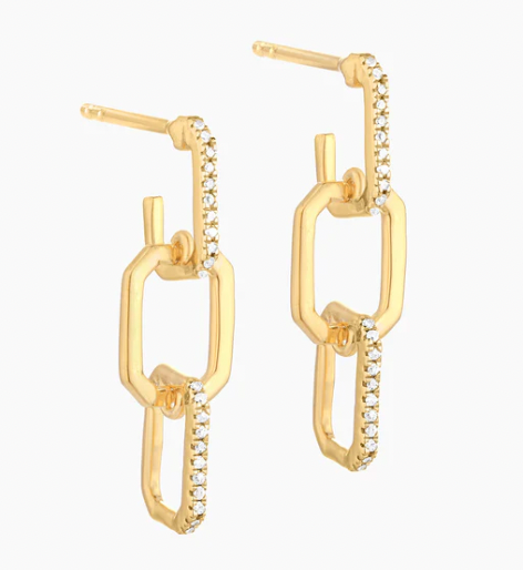 Waterproof Trio Link Drop Earrings