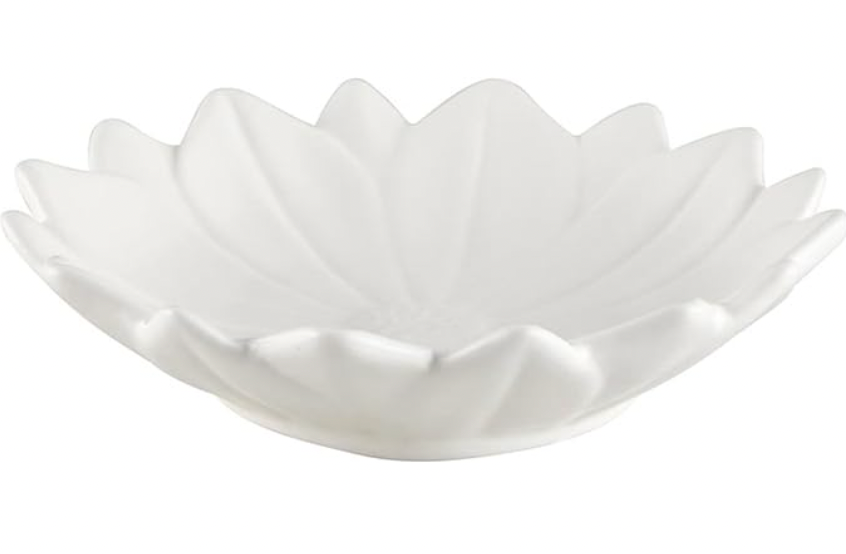 47th & Main Trinket Tray Small Flower-Shaped Ceramic White Decorative Shallow Bowl, 6" Diameter, Daisy