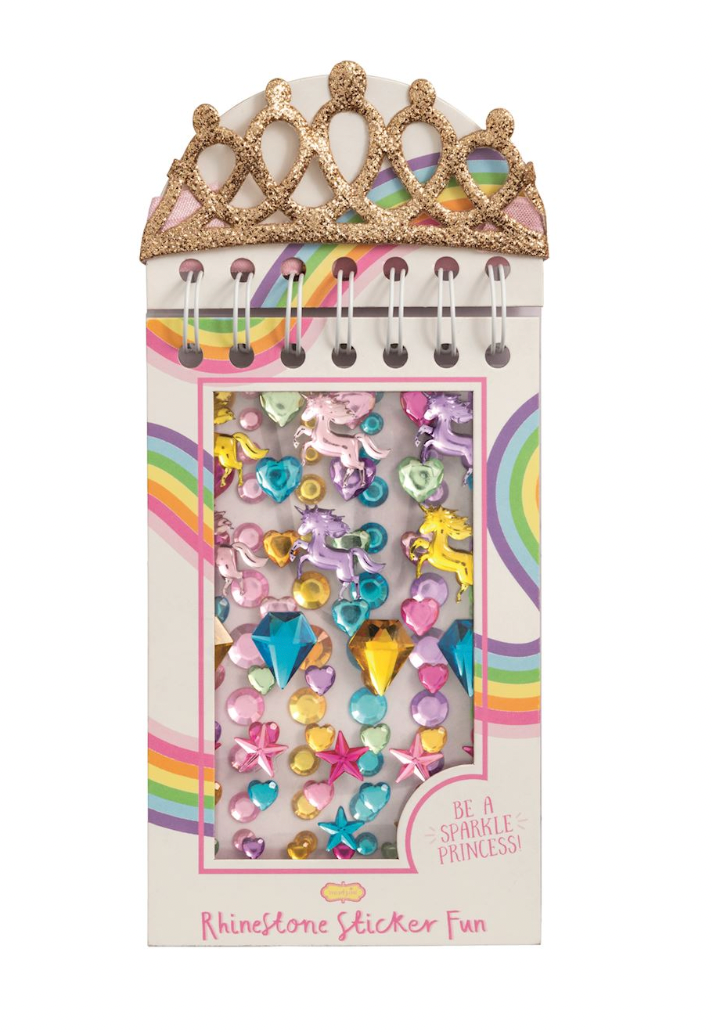 Gold Rhinestone Sticker Book & Crown Set