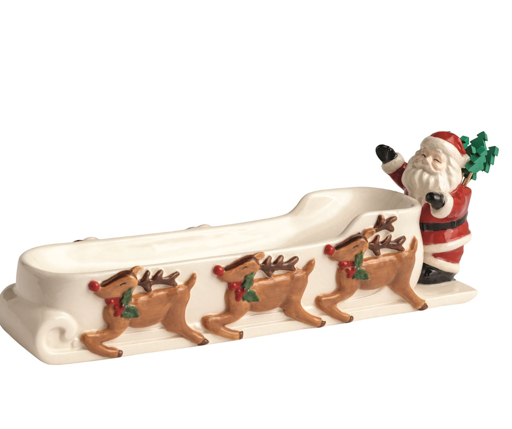 Santa's Sleigh Cracker Dish & Toothpick Set