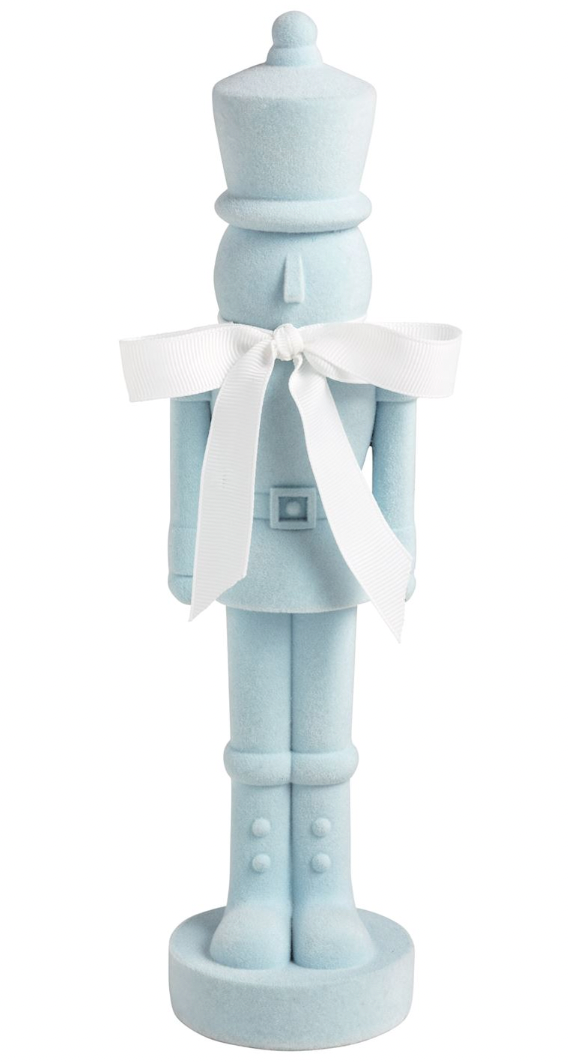 Blue Flocked Nutcracker Sitter