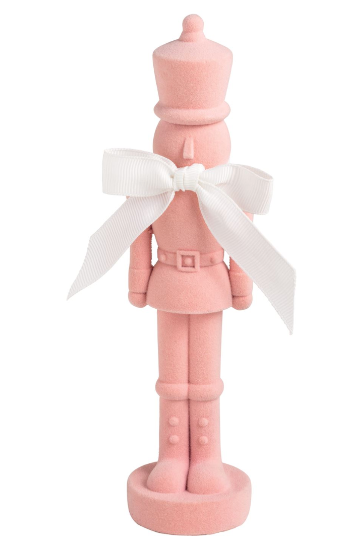Pink Flocked Nutcracker Sitter