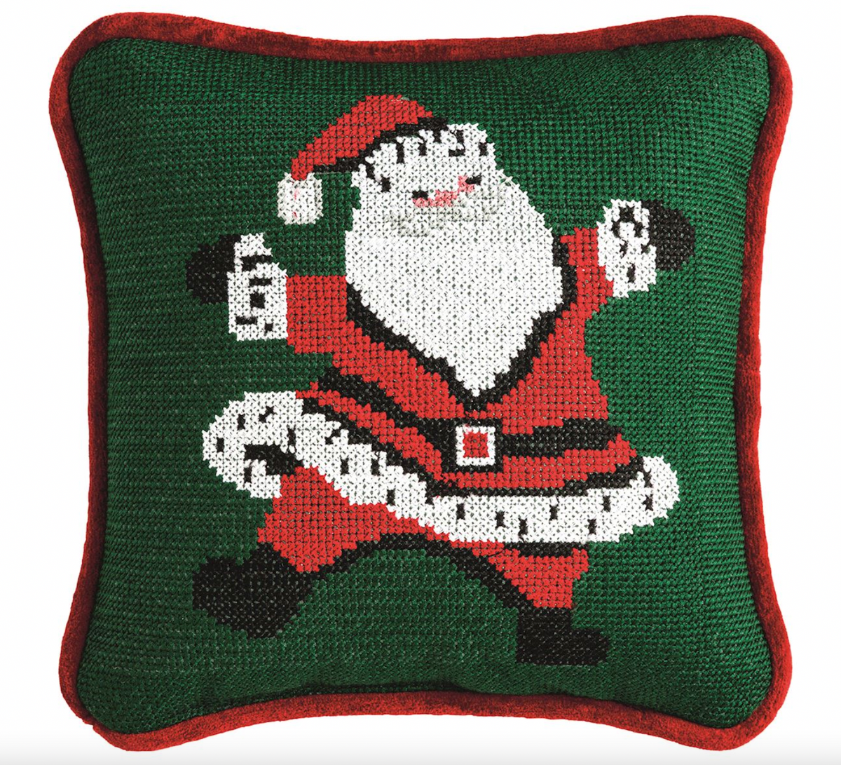 Santa Needlepoint Mini Pillow