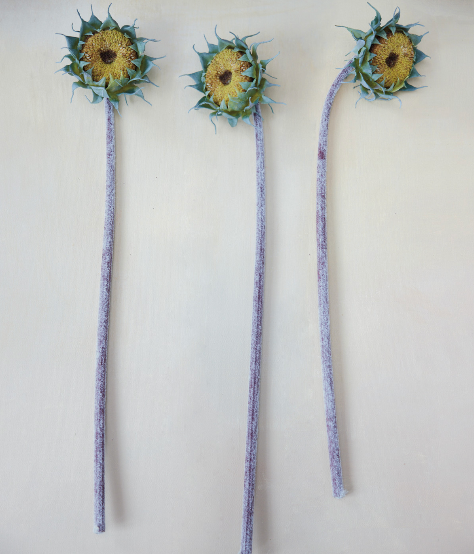 Faux Sunflower Stem, Yellow