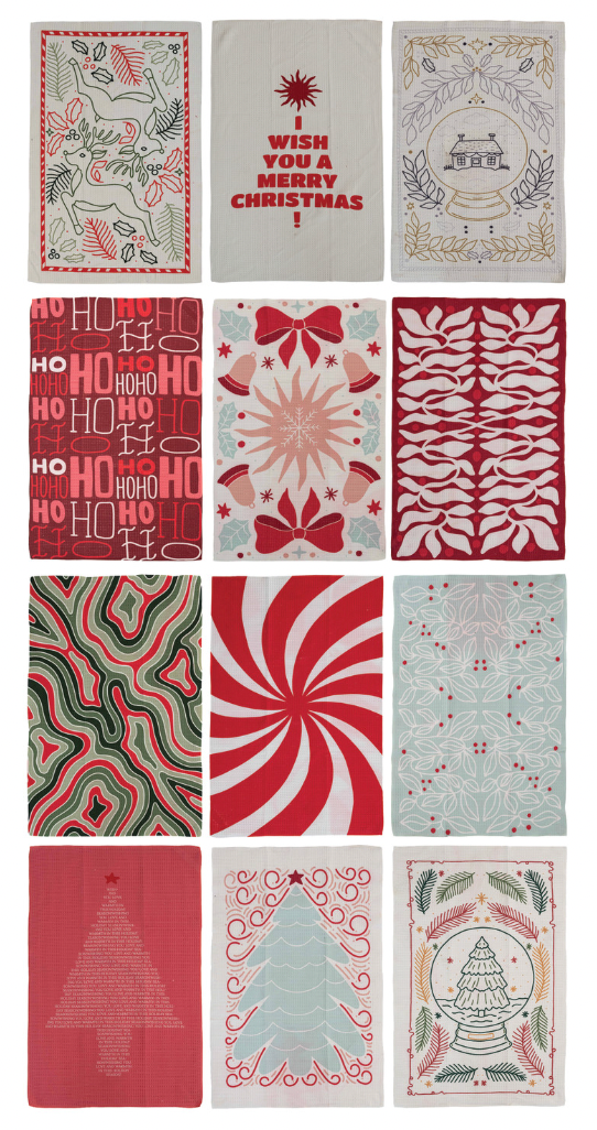 Recycled Microfibre Tea Towel with Holiday Pattern