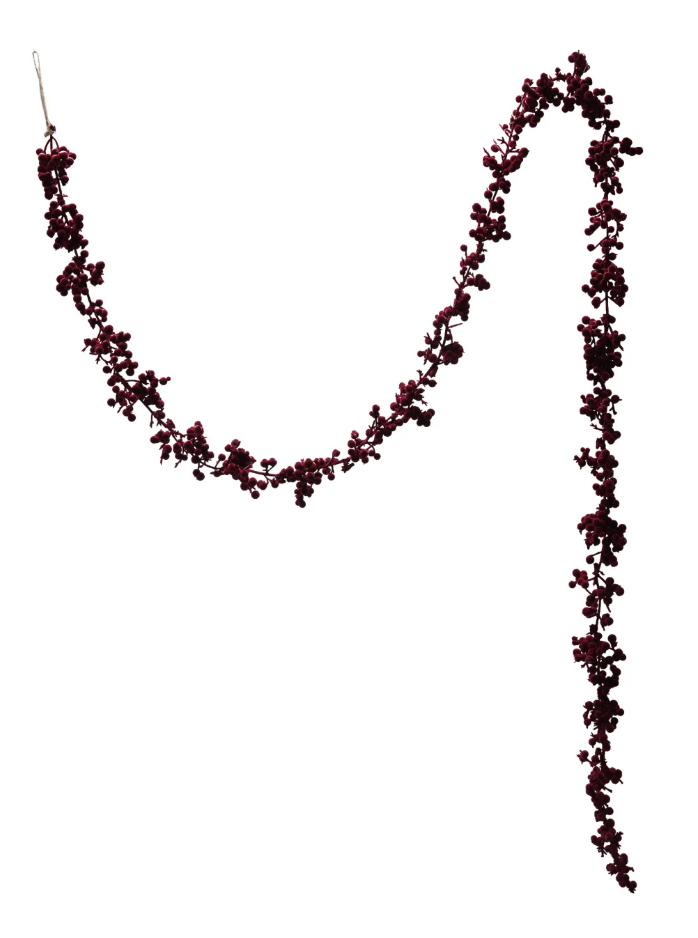 72"L x 5-1/4"H Flocked Foam Ball Garland, Burgundy Color