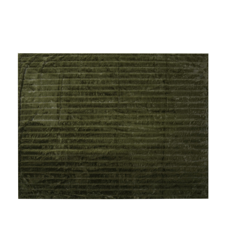 Faux Fur Ribbed Throw with Velvet Back, Green