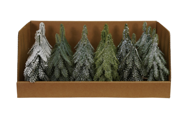 Faux Evergreen Trees with Natural Wood Slice Bases