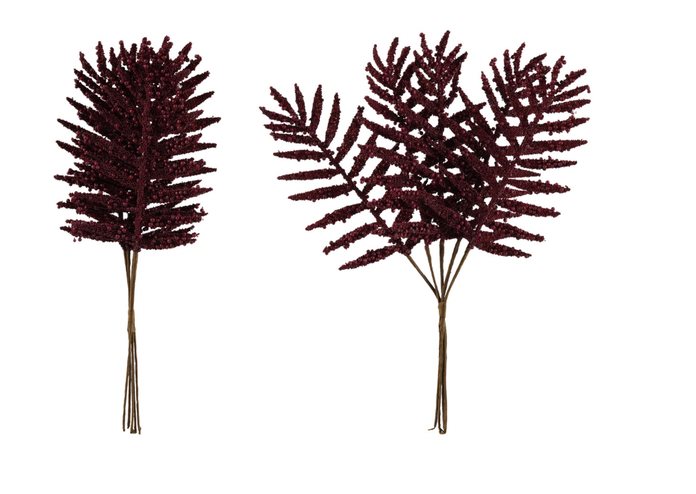 Faux Leaf Pick with Beads, Burgundy (Contains 5 Pieces)