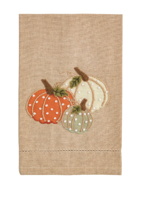 ASST PUMPKIN FRENCH KNOT TOWEL