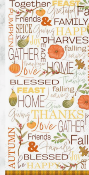 Boston International - Paper Guest Towel 16 Count - Fall Words Fall
