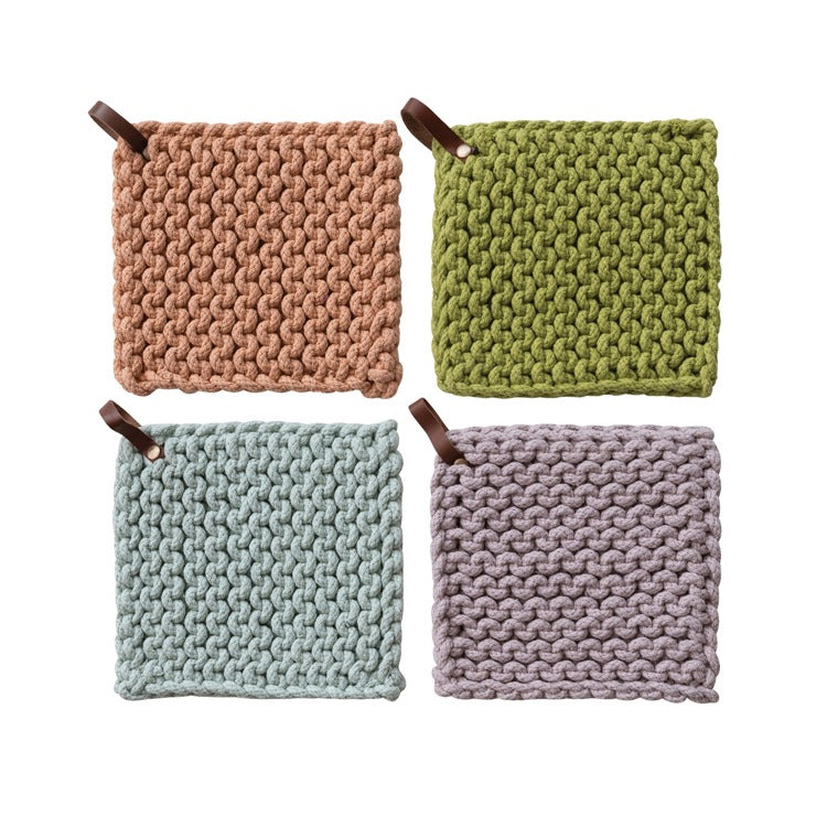 8" Sq Cotton Crocheted Pot