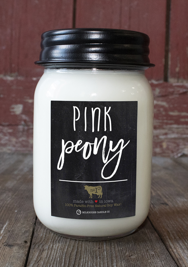 Farmhouse Mason Jar 13 oz: Pink Peony