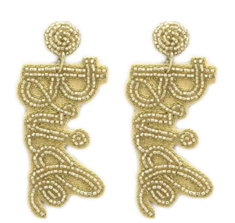 Seed Bead Pearl Bride 2" Earring