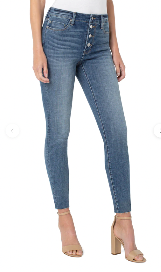 ABBY HI-RISE ANKLE SKINNY WITH EXPOSED BUTTONS
