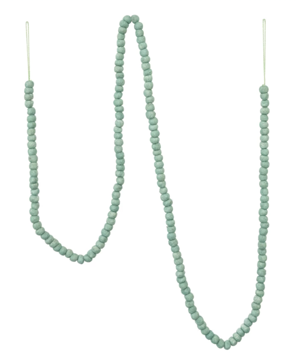 72"L Wool Felt Ball Garland, Mint Color