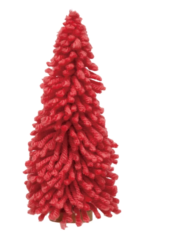 2-3/4" Round x 7-1/4"H Fabric Yarn Tree with Wood Base, Hot Pink