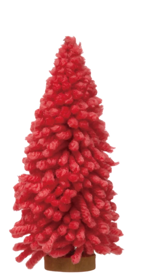 2-1/4" Round x 5-3/4"H Fabric Yarn Tree with Wood Base, Hot Pink
