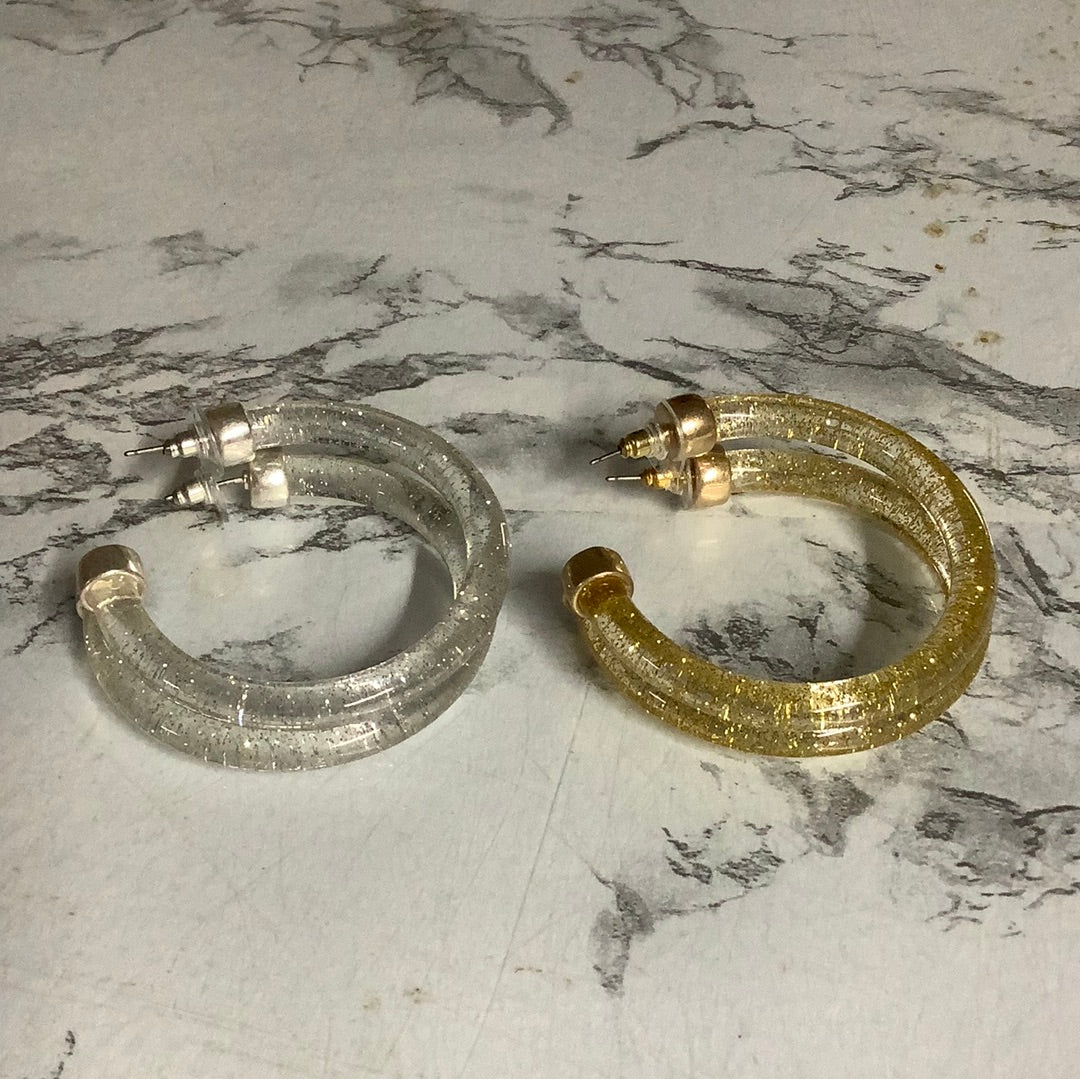 Glitter Filled Acrylic Hoop Earring