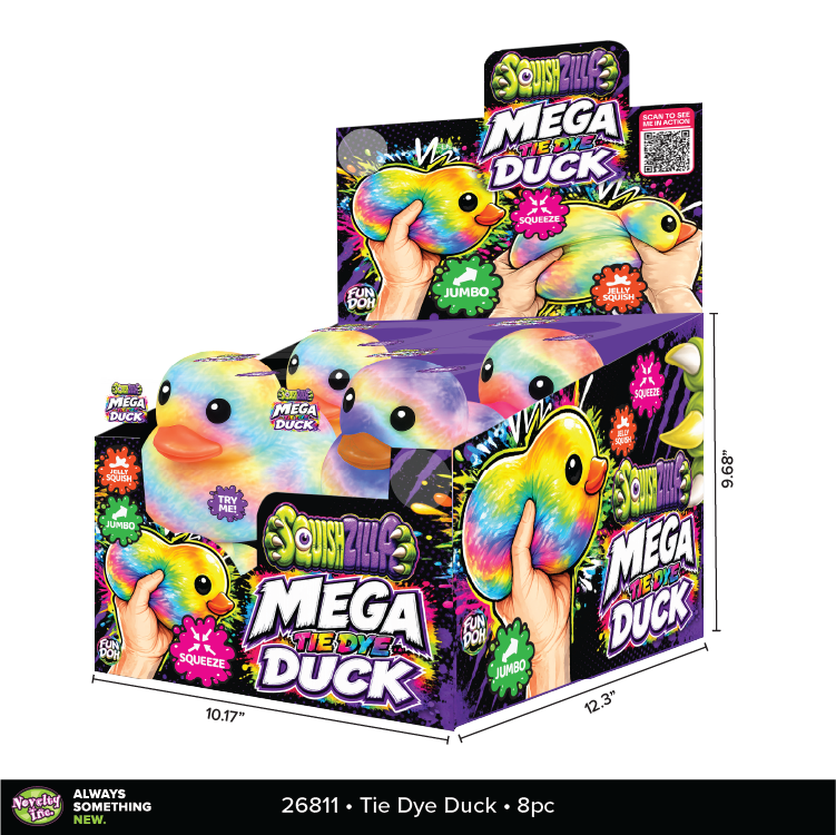 Fun Doh MEGA 5" Squishy Tie Dye Duck Toy Variety - 8/Display: Wholesale Price