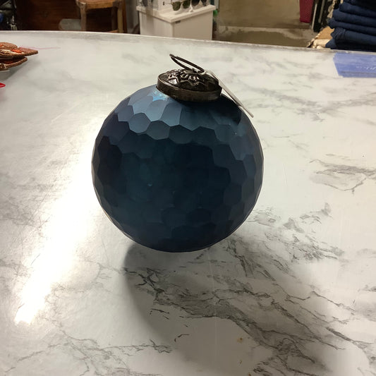 Honeycomb Pattern Glass Ball Ornament, Cobalt Blue