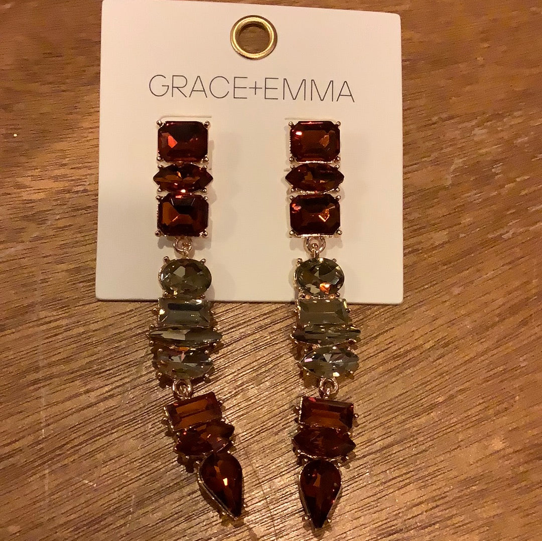 Amber Cascade Crystal Drop Earrings